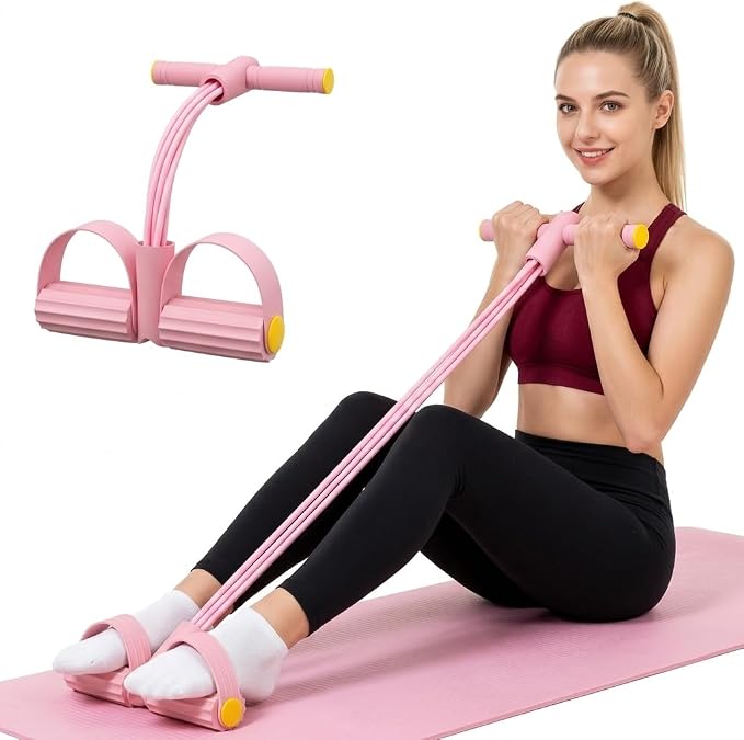 Pedal Resistance Band with Handle,4/6/8 Tubes Options,Full-Body Use | Premium Thick-Gauge TPE Tubes 25-45lbs with 300% Stretch,Sturdy PVC Foot Straps,Multiple Workout Modes for Full-Body Training