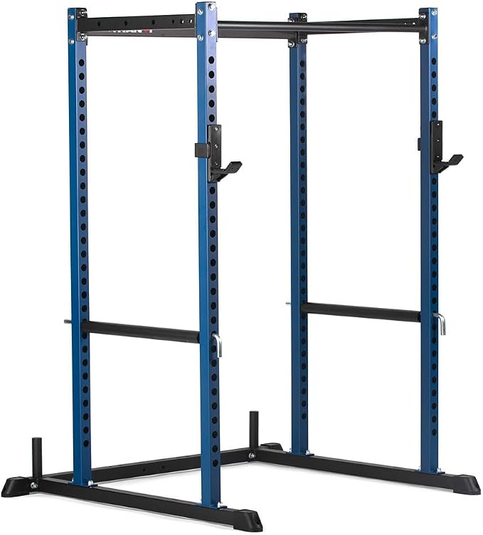 Titan Fitness T-2 Series Short Power Rack, Skinny Pull Up Bar, Pin and Pipe Safeties, Standard J-Hooks, for Home Garage Gym Weightlifting and Strength Training