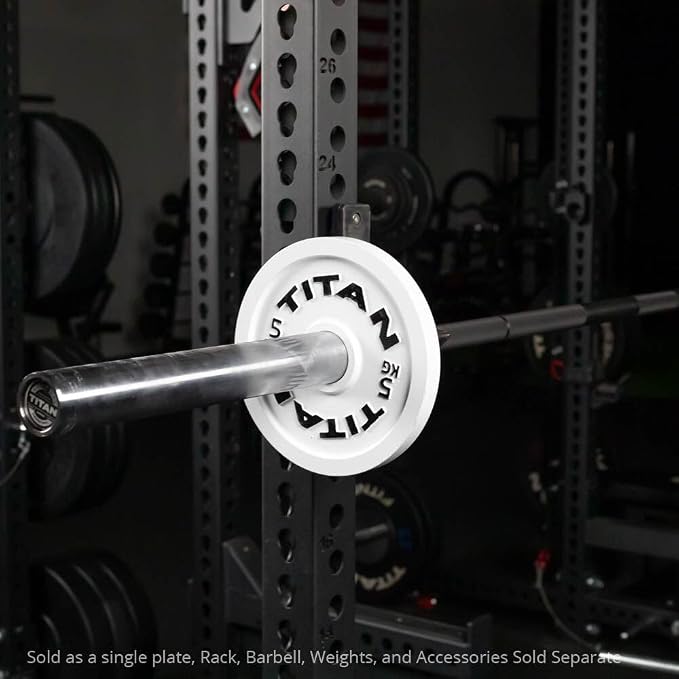 Titan Fitness Olympic Calibrated Steel Powerlifting Plates, Machine Precision Steel Discs