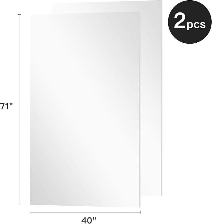 brisafe Gym Mirror, 71"x80" 2-Pack Shatterproof Nano Wall Mirror | Shatterproof Nano Safety Mirror, Lightweight, Reduces ER bills，True Reflection, for Gym & Dance