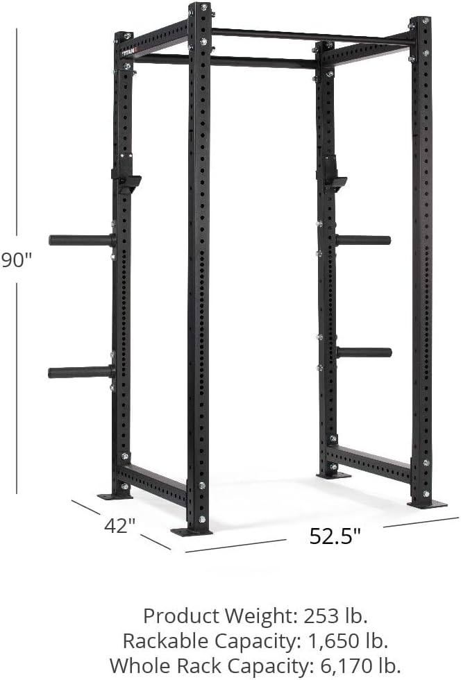 Titan Fitness X-3 Series Tall Bolt-Down Power Rack with Weight Plate Holders 36-in. Depth
