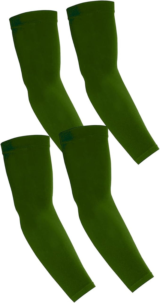 KUHNMARVIN 2 Pairs Arm Sleeves Compression UV Protection Cooling Sun Sleeves Tattoo Cover Up Basketball Arm Sleeves Football