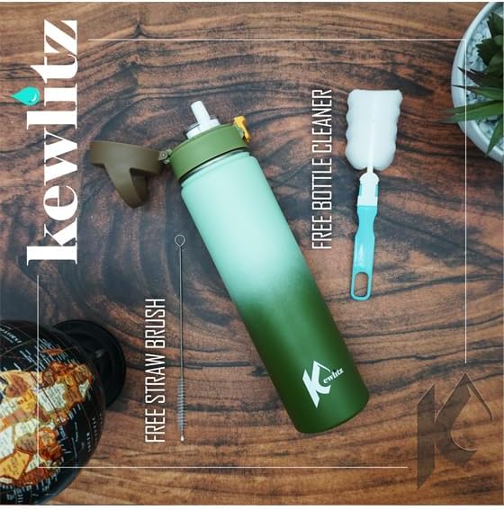 Insulated Stainless Steel Water Bottle 24oz (Forest Green) – Double Wall Vacuum Wide Mouth Water Bottles with Carrying Lid – BPA Free Leak-Proof Flask for School, Sports & Travel
