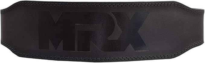 MRX Weight Lifting Belt Genuine Leather - 4 Inches Wide 8mm Thick Padded Lumbar Back Support Double Prong Powerlifting Belts Heavy Duty Deadlifts Workout Squats & Exercise Belt for Men & Women