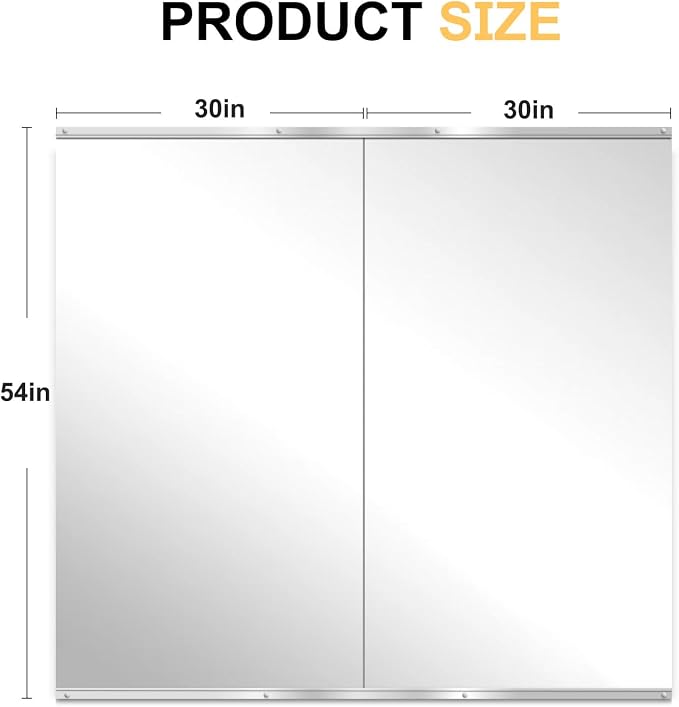 Home Gym Mirror for Wall, 54"x30"x2PCS, Workout Mirrors for Home Gym | Large Frameless Tempered Glass, Full Length Boyd Mirror for Garage, Yoga Room, Dance Studio, Bedroom, Wall Mounted