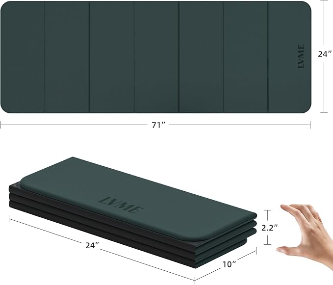 LVME Foldable Yoga Mat, 71"x24"x1/3" Thick(8mm), Non Slip Exercise Mat | SGS Certified POE, Fitness Travel Mat, Easy To Store, Foldable for Exercise, Yoga, Pilates, Home Workouts
