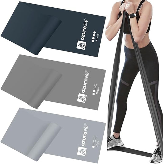 A AZURELIFE Resistance Bands,Professional Long Non-Latex Elastic Stretch Bands,Exercise Bands for Physical Therapy, Yoga, Pilates, Rehab, at-Home or The Gym Workouts, Strength Training