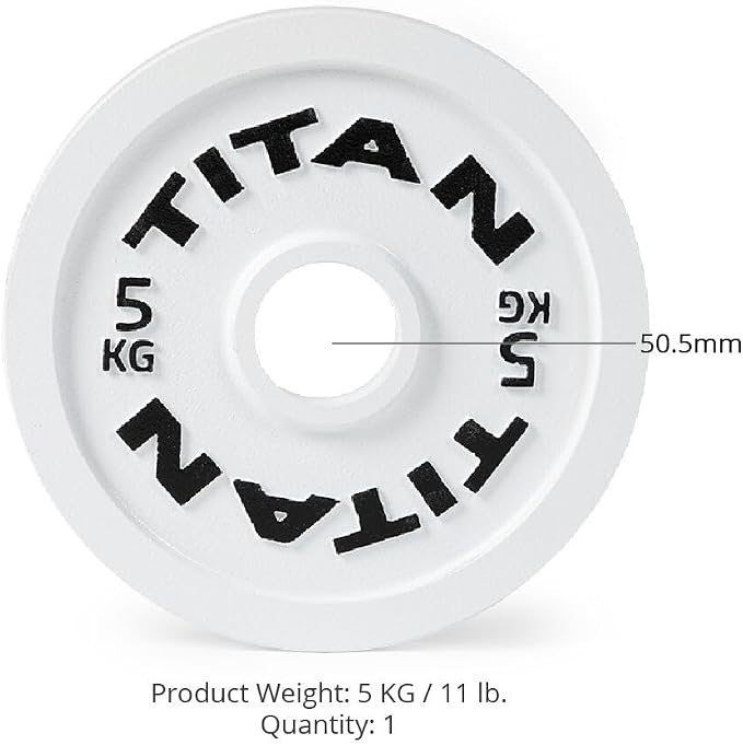 Titan Fitness Olympic Calibrated Steel Powerlifting Plates, Machine Precision Steel Discs