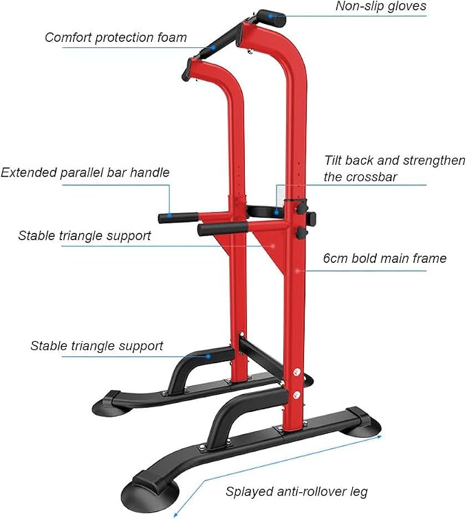 SogesHome Multi-Function Power Tower Pull Up Bar Dip Station for Home Gym | Height Adjustable PullUp Dip Stand, Full Body Strength Training Equipment, Fitness Workout for Push Ups Dips, 330LB Capacity