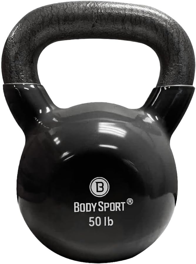 Body Sport Cast Iron Vinyl Coated Kettlebells – Kettlebell for Weight Lifting – Strength Training Kettlebell – Professional Fitness for Gym & At Home
