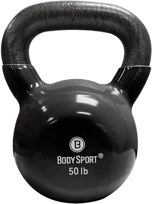 Body Sport Cast Iron Vinyl Coated Kettlebells – Kettlebell for Weight Lifting – Strength Training Kettlebell – Professional Fitness for Gym & At Home