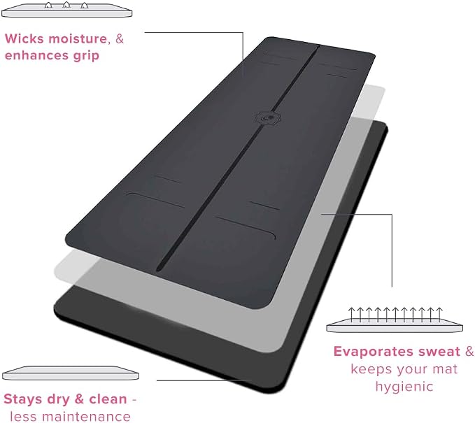 Liforme Evolve Yoga Mat - Patented Alignment Design, Advanced Non-Slip Grip | Eco-friendly, Non-Toxic, Sweat-Resistant, long, wide, 4.2mm thick mat for comfort, recommended for Hot Yoga, Free Yoga Bag