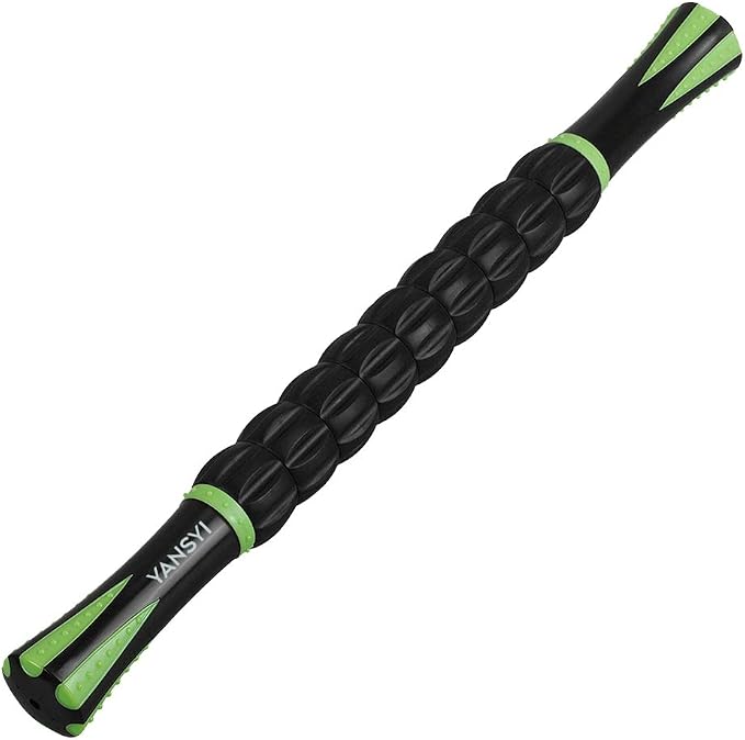 YANSYI Professional 9-Roller Deep Tissue Massage Stick - Portable Muscle Recovery Roller for Athletes, Relieves Post-Workout Soreness & Leg/Back Pain - Portable Physio Tool (Black)
