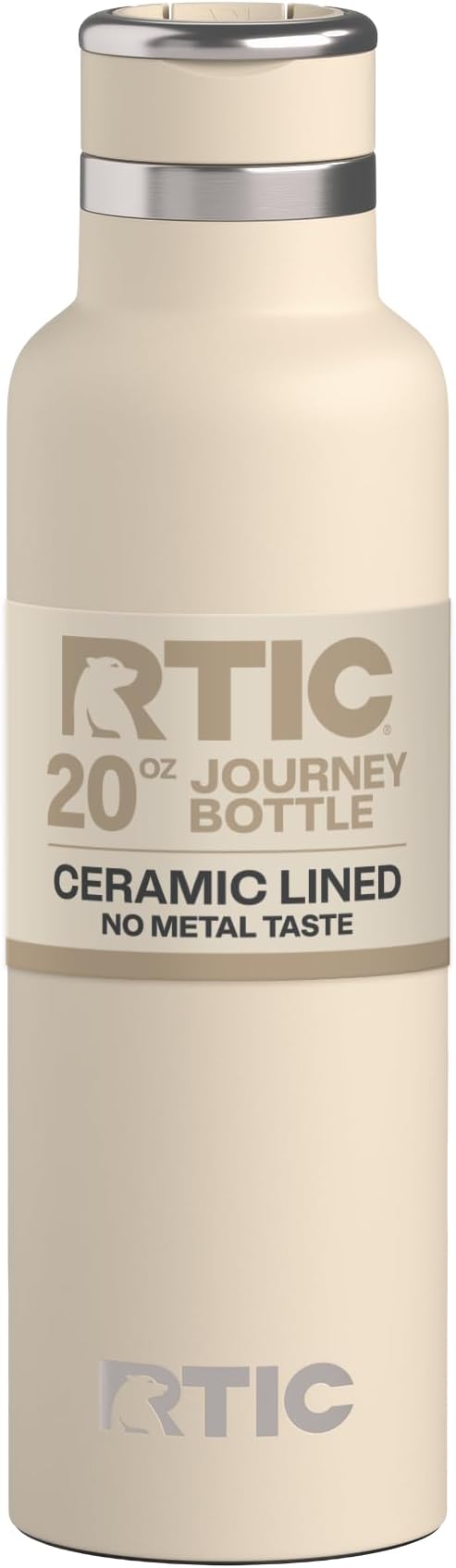RTIC 20oz Journey Water Bottle, Ceramic Lined, Beach | Stainless Steel Metal, Insulated for Hot and Cold Drinks, Sports, Travel and Camping