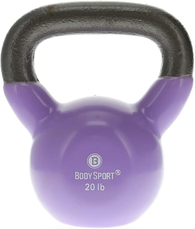 Body Sport Cast Iron Vinyl Coated Kettlebells – Kettlebell for Weight Lifting – Strength Training Kettlebell – Professional Fitness for Gym & At Home