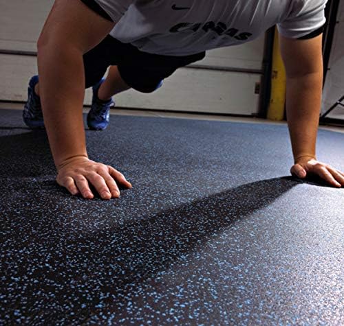 American Floor Mats Fit-Lock 3/8 Inch Heavy Duty Rubber Flooring - Interlocking Rubber Tile (24" x 24" tile) Solid Black - 6 Center Tiles Expansion Pack