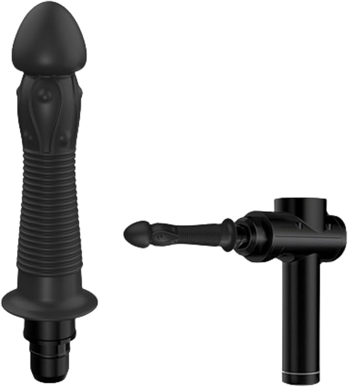 NUHUi Premium Black Massage Gun Attachments, Set of 4 – Dual-Size Compatible (12-13mm & 18-19mm) with Soft-Touch Surface (Large for 18-19mm)