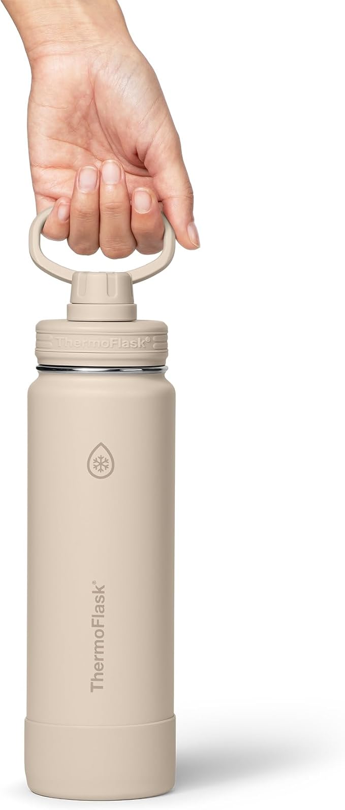 ThermoFlask Insulated Water Bottles, Spout Lid, 2-Pk, 24 oz, Black/Sand