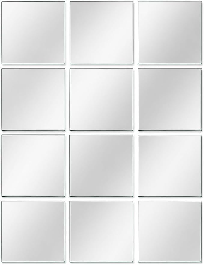 12" x 12" Glass Wall Mirror Tiles for Wall, Frameless Full Length Mirrors Wall Mounted for Home Gym Mirror Yoga Bedroom Dancing Studio Dressing Room (12PCS)