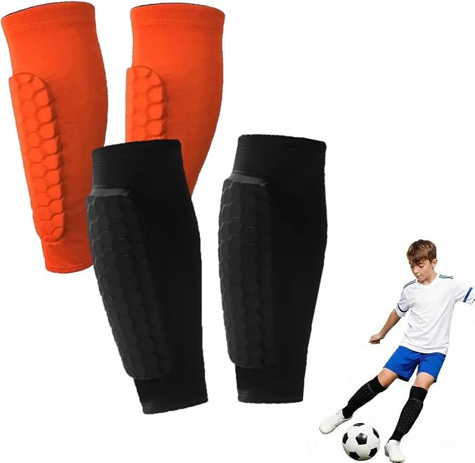 Soccer Shin Guards-2 Pairs Shin Pads for Kids Adults Teens,Shin Guards Soccer Calf Compression Sleeve with Honeycomb Pads,Lightweight Shin Protective Gear for Football,MTB,Baseball Soccer for Boy,Girl