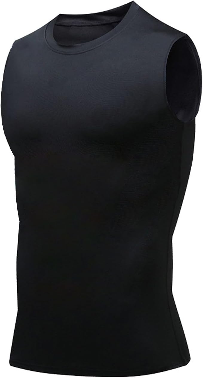 Compression Shirt Men Slimming Body Shaper Vest Crewneck Workout Tank Top | Tummy Control Undershirts, Gynecomastia Compression Shirts, Back Support, Sleeveless Muscle Shirts, Shaping Tank Top