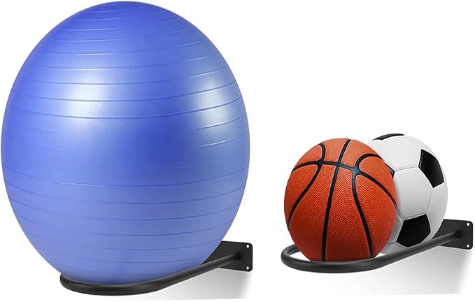 Medicine Ball Rack - Wall Mount Stability Ball Storage Rack(2 Black)