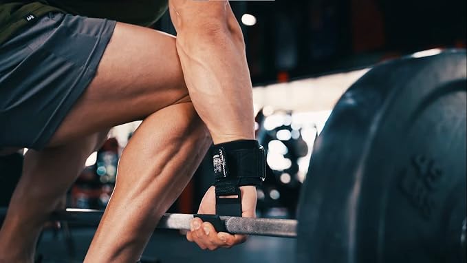 Weight Lifting Rod Hooks Heavy Duty Wrist Wraps Power Weight Lifting Training Gym Grips Straps Set of 2