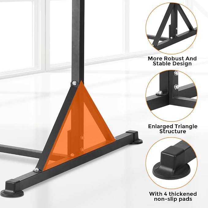 Pull Up Bar Station, Heavy Duty Chin Up Pullup Bars Free Standing Home Gym | 92" Adjustable Height, 440lb Capacity, 39.1" Wide Strength Training hanging Bar for Exercise, Outdoor Indoor Workout Fitness