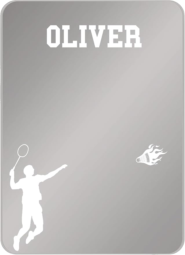 Personalized Sports Player Fan Team Club Locker Mirror Magnet – Back to School Decor, Colorful Magnetic Organizer Accessory for Gym, Home, Office & Refrigerator (Badminton Male)