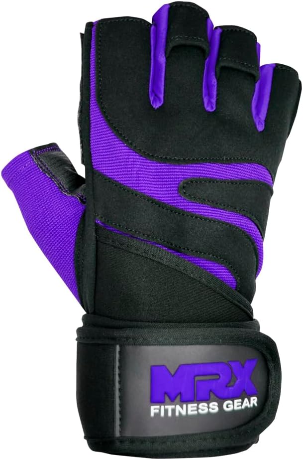 MRX Weightlifting Gloves for Men Workout Gloves Mens Wrist Support Lifting Gloves Male Gym Gloves | Workout Gym Accessories for Men Weight Lifting Fingerless Gym Exercise for Powerlifting