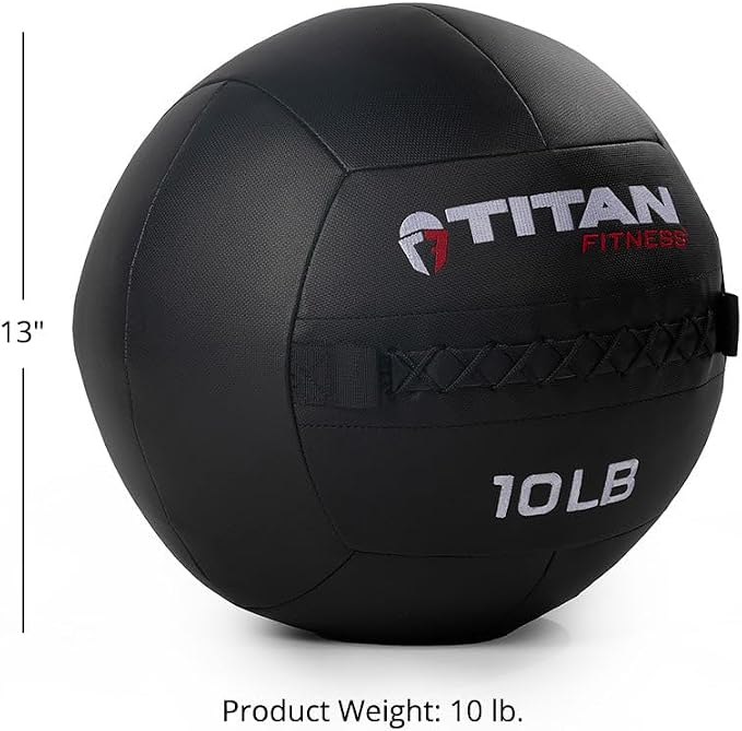 Titan Fitness LB Soft Shell Medicine Wall Ball with Poly-Composite Laminate Cross Texture Non-Slip Grip for Throwing, Core Strength, Floor Exercises, Stretching