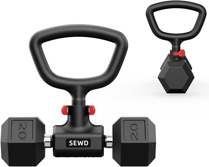 Dumbbell Kettlebell Converter – Turn Dumbbells into Kettlebell for Workouts | Adjustable Weights Up to 110LB Capacity - 90-Degree Rotating Handle