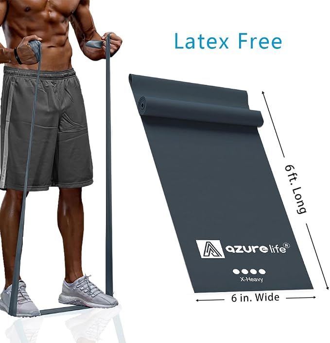 A AZURELIFE Professional Individual Exercise Resistance Bands, Single 5, 6,7 Ft or 8 Yards Elastic Bands, Non-Latex Stretch Bands for PT, Yoga, Pilates, Rehab, at-Home or The Gym Workouts