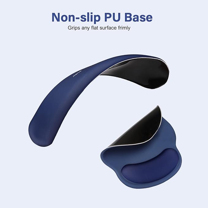 MOSISO Wrist Rest Support for Mouse Pad&Keyboard Set, Navy Blue | Circle Curved Ergonomic Mousepad Non-Slip Base Home/Office Pain Relief&Easy Typing Pad with Soft Cloth&Silicone Lining
