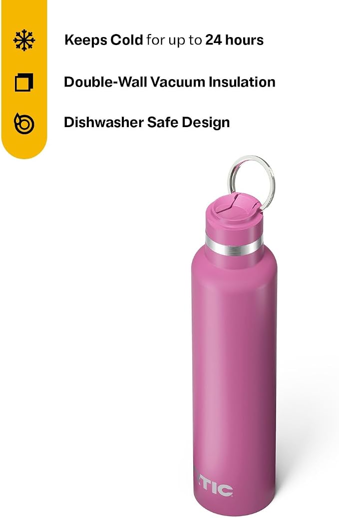 RTIC 26oz Journey Water Bottle Ceramic Lined Metal Stainless Steel Vacuum Insulated, BPA Free, Reusable, for Water, Hot and Cold Drinks, Travel, Sports, Camping, Orchid