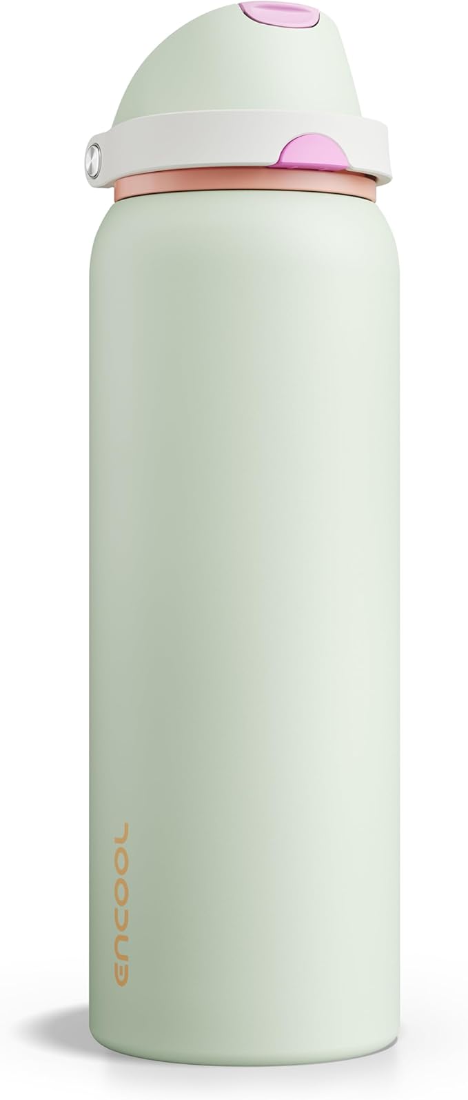 Insulated Water Bottle with Straw - Encool Stainless Steel Water Bottle with Push Button Lid, Leak-Proof & BPA-Free, Keeps Cold for 24 Hours for Sports, Travel, Gym (40 oz, Geyser Green)