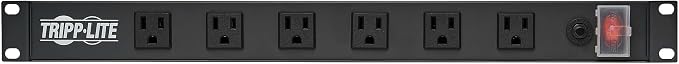 Eaton Tripp Lite 12-Outlet 1U Rack Mount Power Strip PDU, Six Front & Six Rear Facing Outlets, 15A, 120V, 15ft Extension Cord with Flat Plug, Rackmount for DJ Equipment and Server Racks (RS1215-RA)