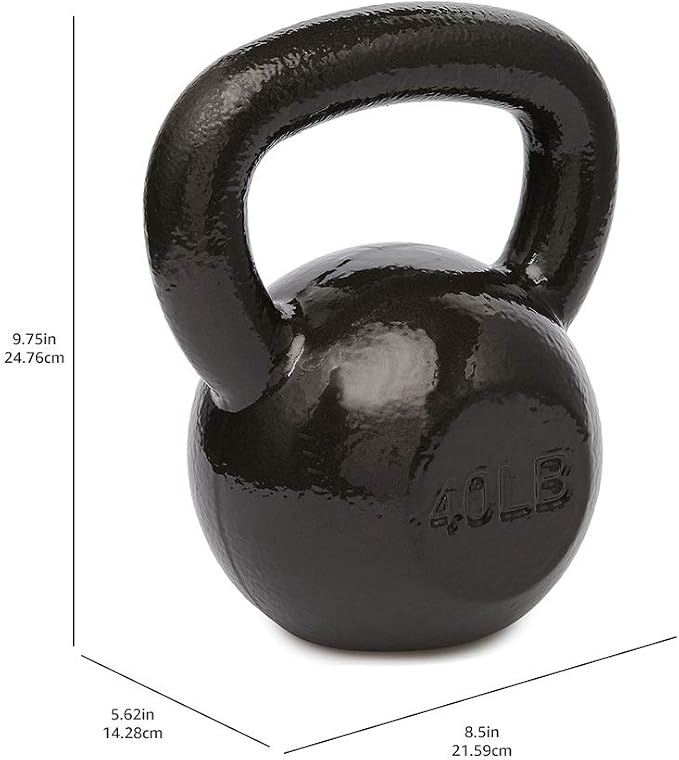 Amazon Basics Cast Iron Kettlebell for Strength Training, Textured Wide Handle, Black