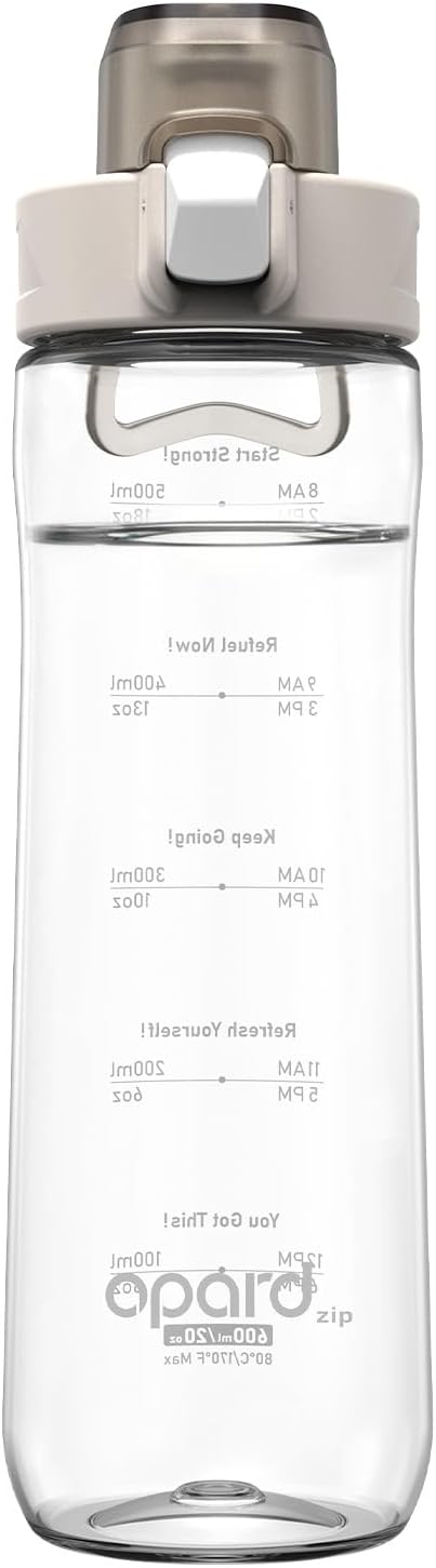 Opard Zip 20oz Plastic Water Bottle Dishwasher Safe, Leakproof Flip-Top Lid, BPA Free Tritan, Wide Mouth Reusable Kids Water Bottle for School Hiking Commuting Outdoor Travel and Gym