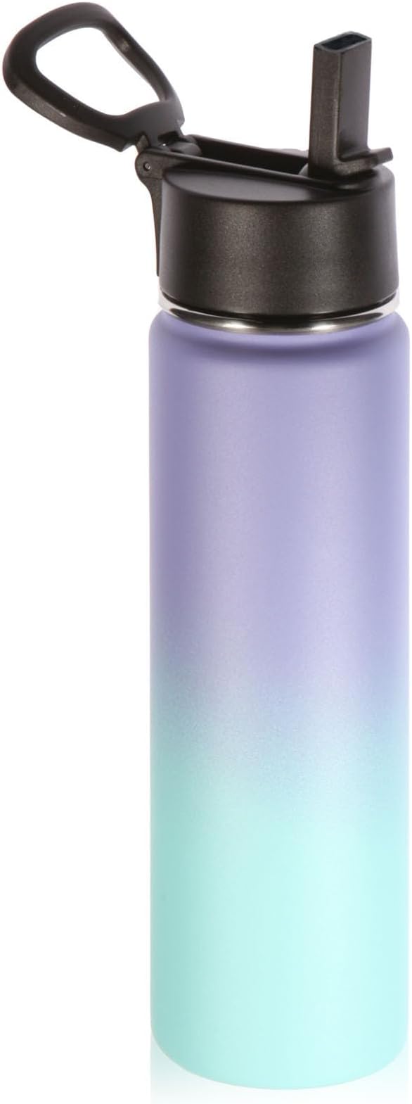 Volhoply 24 Ounce Insulated Water Bottle with Straw Lid,Stainless Steel Wide Mouth Sport Bottles with Handle,Double Wall Vacuum Cups Keep Cold,Reusable Travel Thermal Cups For Holder(Purple Blue,1)