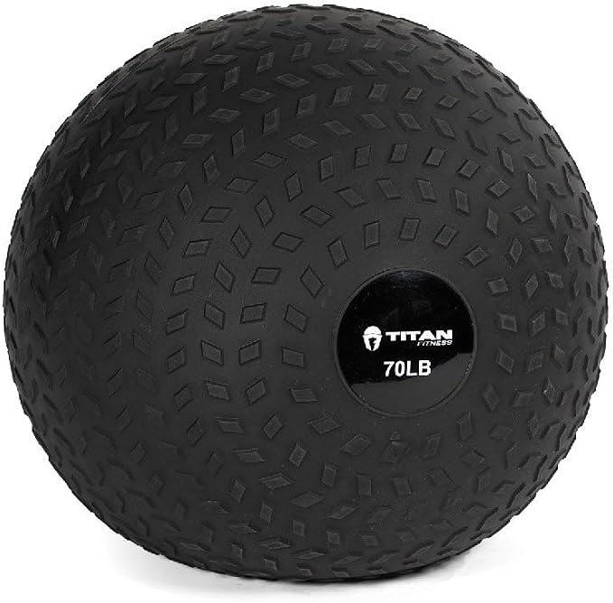 Titan Fitness Rubber Tread Slam Ball, Dead Bounce, Weight Workout - Throw, Catch, Slam, Twist