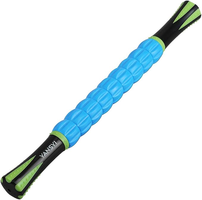 YANSYI Professional 9-Roller Deep Tissue Massage Stick - Portable Muscle Recovery Roller for Athletes, Relieves Post-Workout Soreness & Leg/Back Pain - Portable Physio Tool (Blue 2)