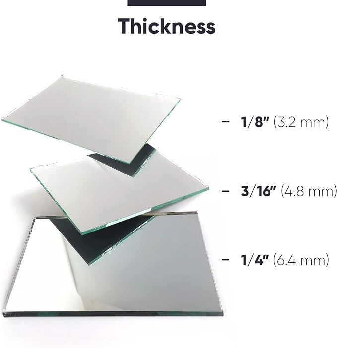 Fab Glass and Mirror Custom Cut to Size Mirror Panels - 1/4" Thick Flat Edge Mirror Cut to Size, Frameless Full Length Wall-Mounted Mirror for Bedroom, Living Room