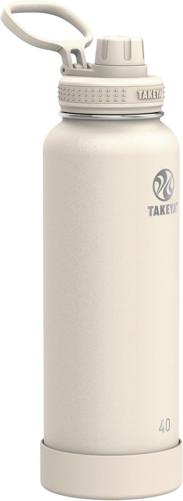 Takeya Actives Stainless Steel Water Bottle, Insulated Spout Lid, Keeps Drinks Cold 24 Hrs, Leakproof, Durable, Dishwasher Safe, Ideal for Gym, Travel, Fits Most Cup Holders, 40 oz/Oat Milk