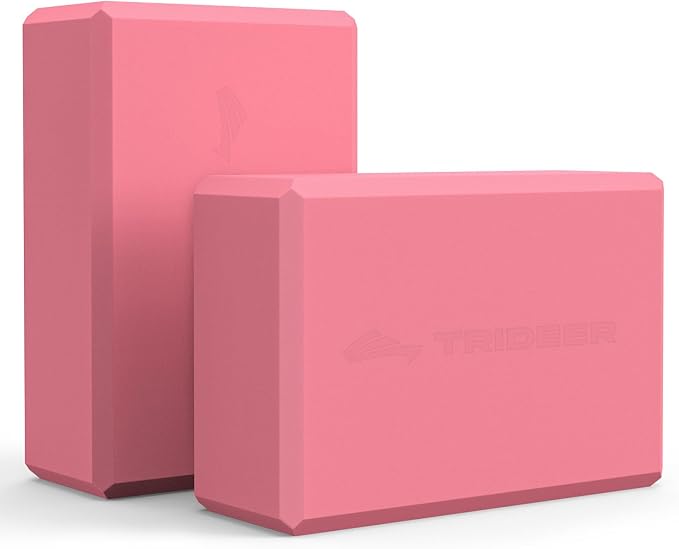 Trideer Yoga Blocks 2 Pack, Soft Non-Slip Foam Blocks with Beveled Edges for Alignment and Stretching in Yoga, Pilates, and Dance - Supportive, Lightweight, Odor Resistant, Latex-Free