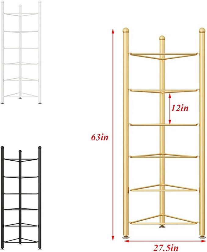 3/5/6/7 Tier Floor Stand Storage Organizer Exercise Half Balance Ball Storage Rack, Home Gym Workout Equipment for Bosu Slam Bowling Medicine Balls(White,6 Layer - 63in)