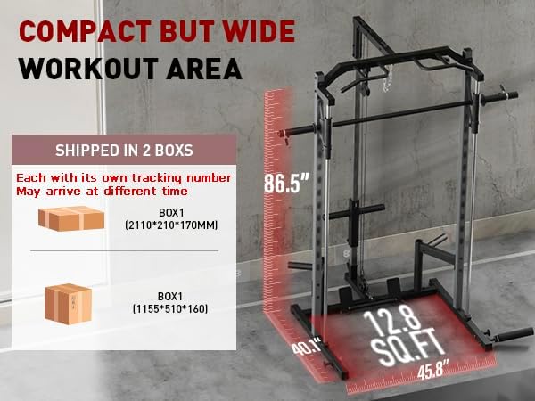 OPPSDECOR All-in-One Adjustable Smith Machine with LAT-Pull Down System | Multi-Function Power Cage for Home Gym Cable Crossover Squat Rack of Workout Machine Training Equipment with Attachments
