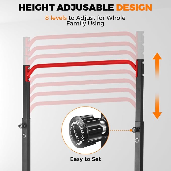 Pull Up Bar Station, Heavy Duty Chin Up Pullup Bars Free Standing Home Gym | 92" Adjustable Height, 440lb Capacity, 39.1" Wide Strength Training hanging Bar for Exercise, Outdoor Indoor Workout Fitness