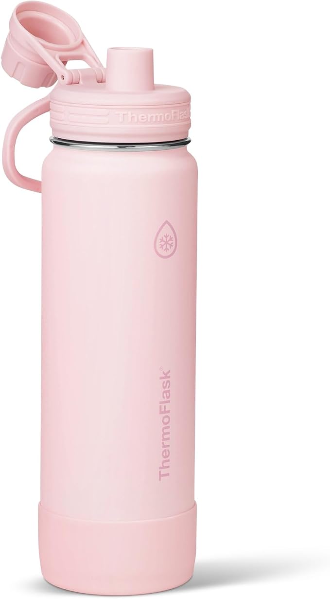 ThermoFlask Insulated Water Bottles, Spout Lid, 2-Pk, 24 oz, White/Blush