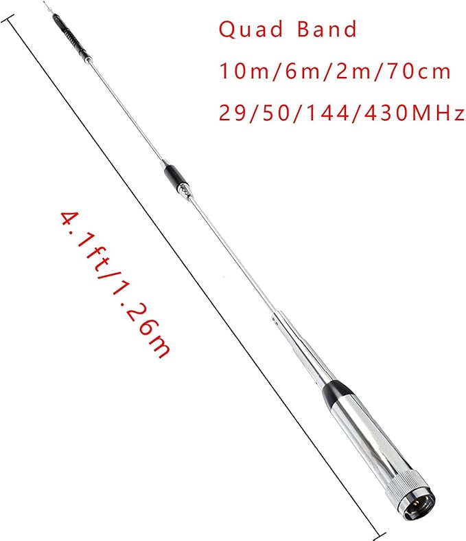 Quad Band Mobile Radio Antenna 29/50/144/430MHz for YAESU FT-7800R FT-8800R | FT-8900R丨TYT TH-9800 TH-9800 Plus TH-9800D TH-9800D Plus丨10m/6m/2m/70cm